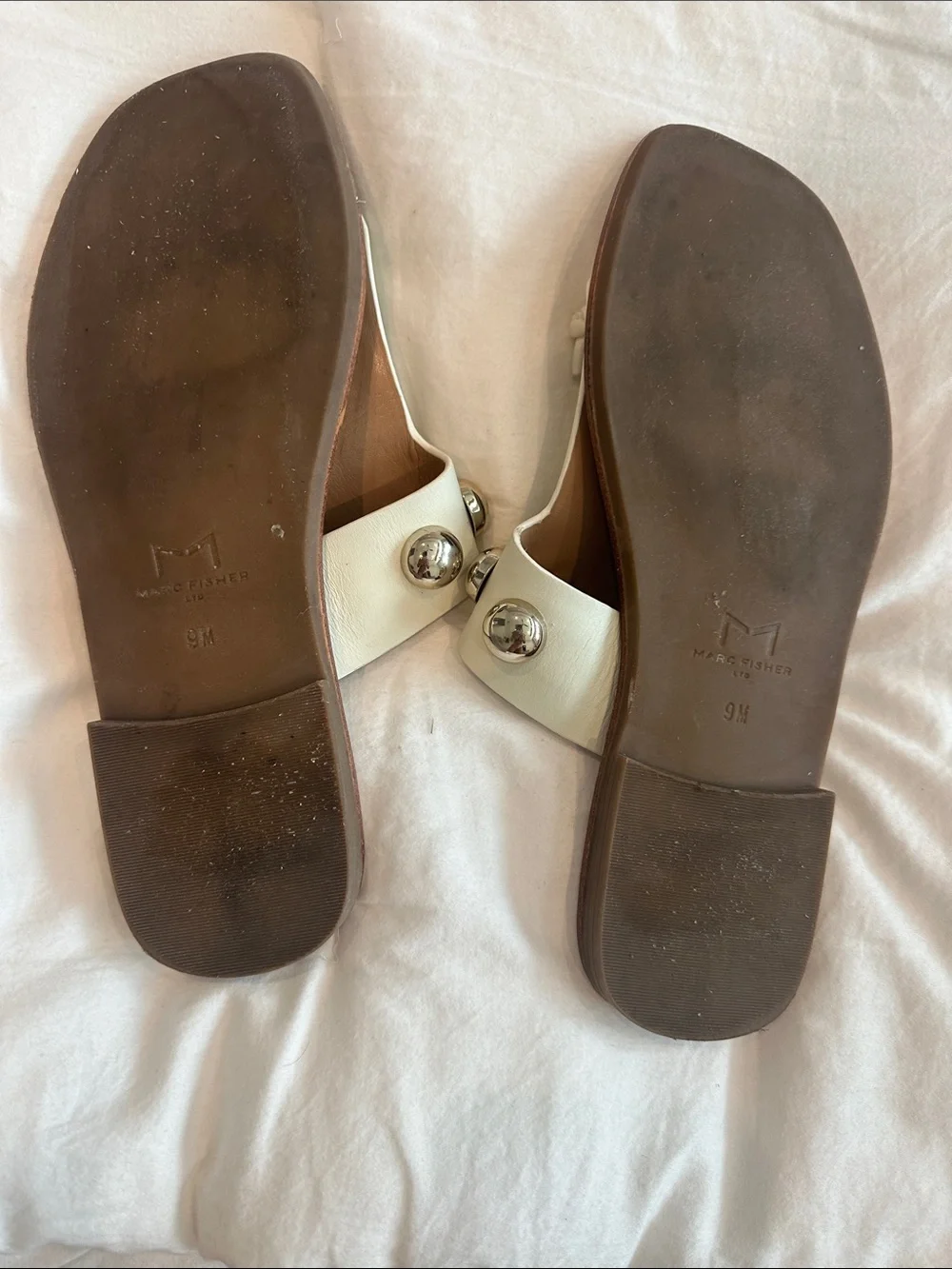 Marc Fisher White Studded Thong Sandals - Women